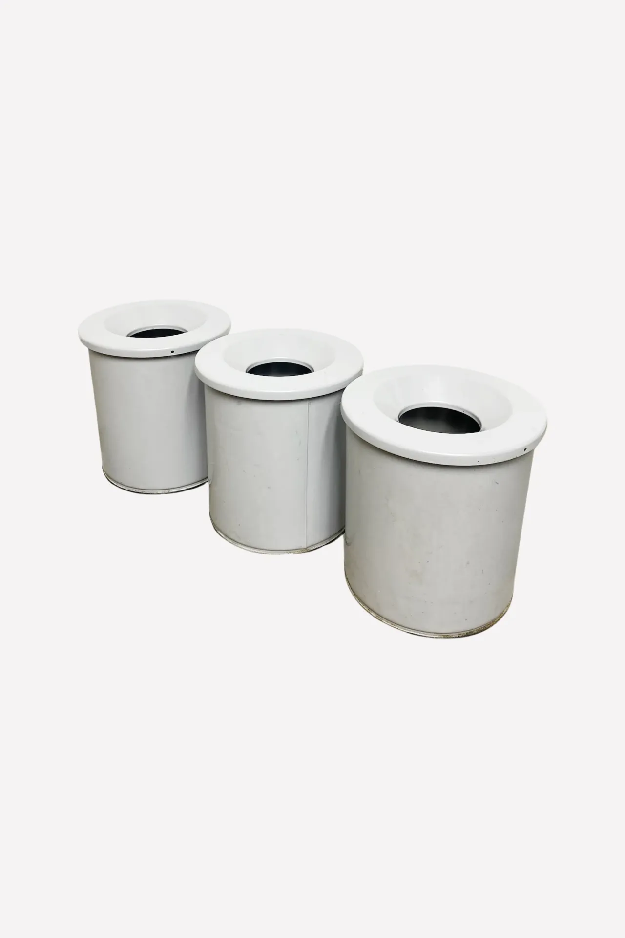 Vintage White Enamel Chamber Pots Set of Three