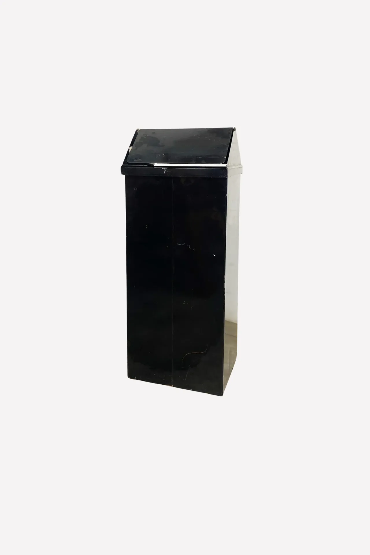 Black Metal Waste Bin with Swing Lid