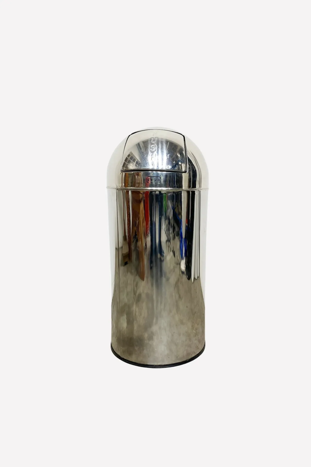 Retro Polished Stainless Steel Push-Top Trash Can
