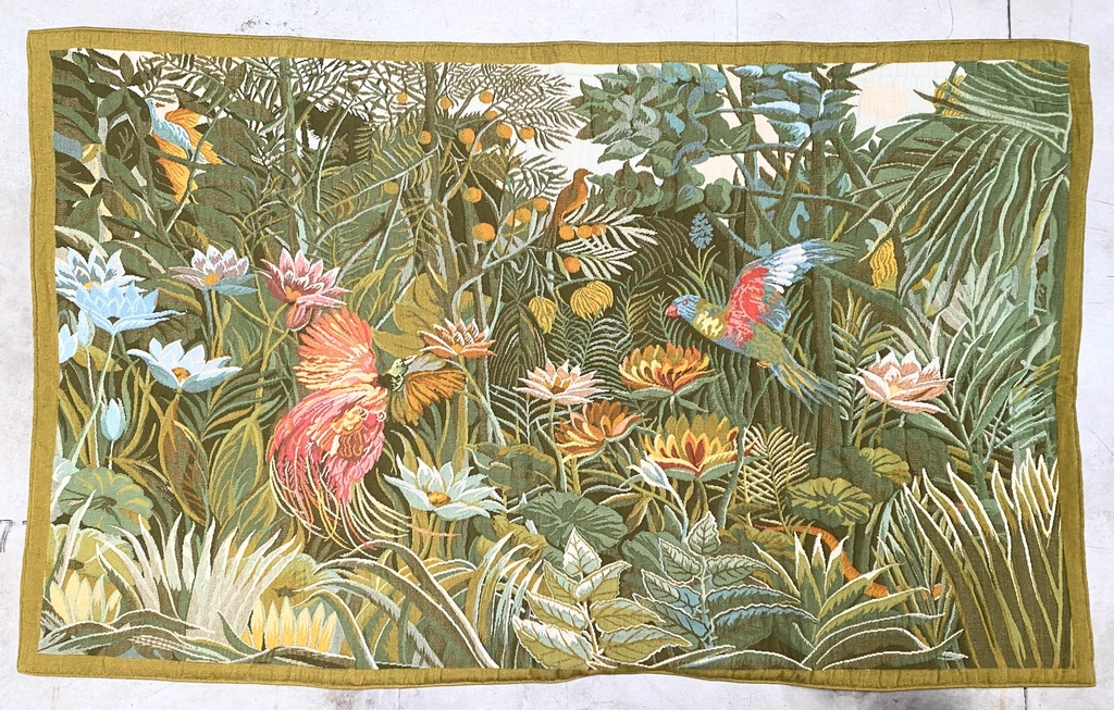 Tropical Jungle Tapestry with Exotic Birds
