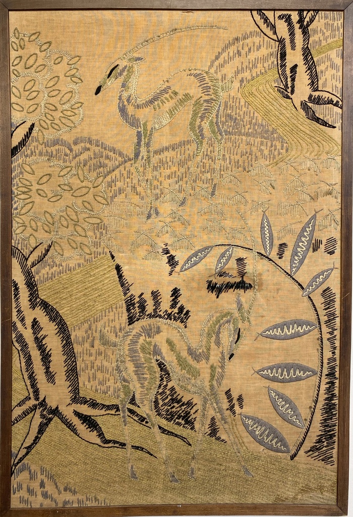 Golden Savanna Tapestry with Antelope Motifs