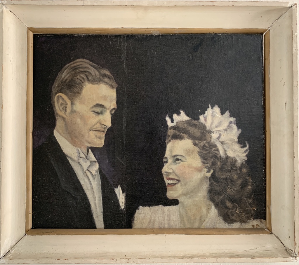 Vintage Wedding Portrait with White Frame