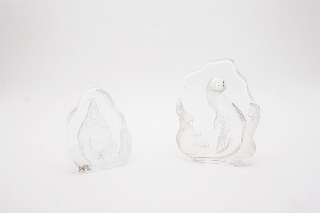 Crystal Wildlife Figurines - Bear and Otter Duo