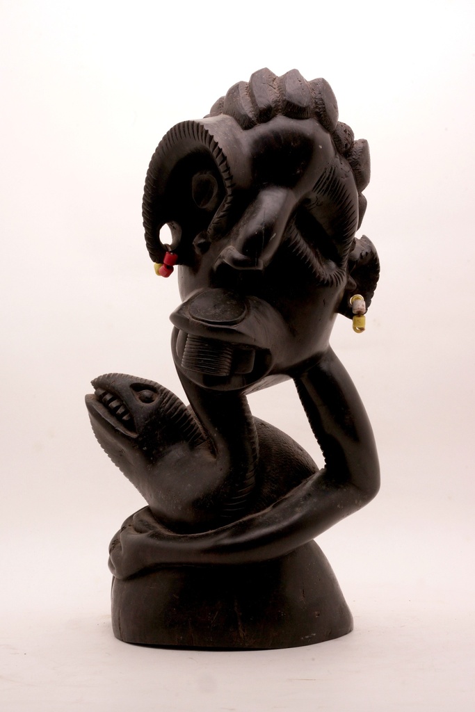 Ebony Serpent Embrace Sculpture