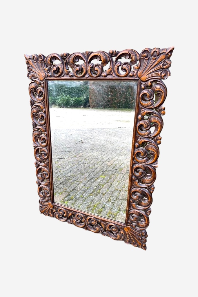 Baroque-Style Ornate Wooden Mirror