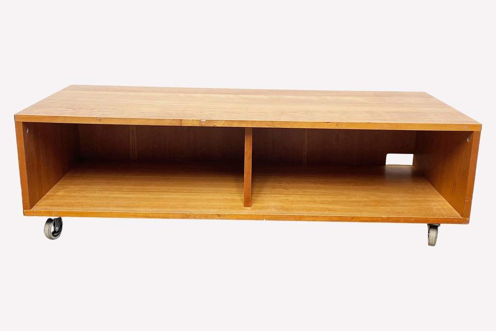 Mid-Century Wooden Rolling Low Shelf