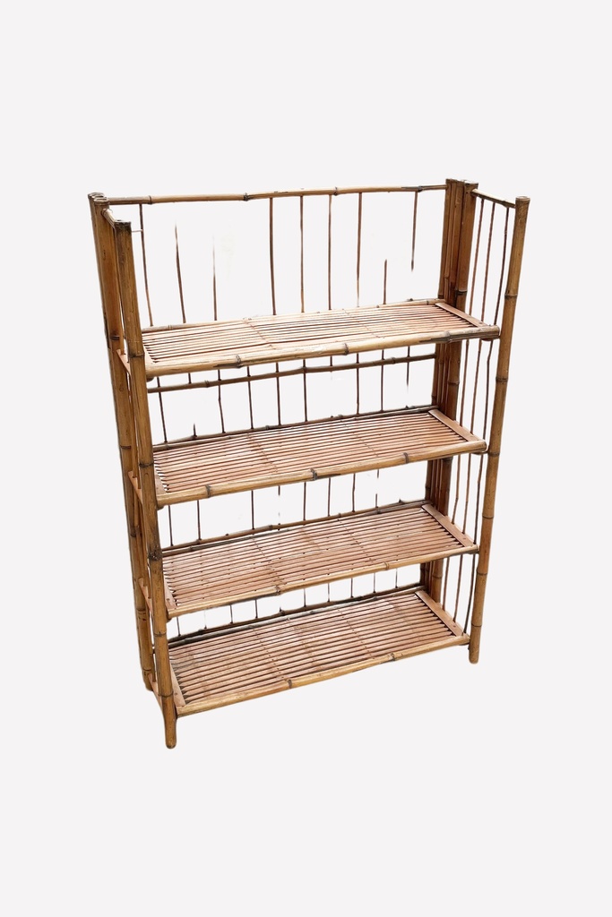 Vintage Bamboo Four-Tier Shelf