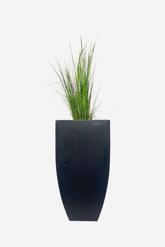 Tall Black Planter with Ornamental Grass