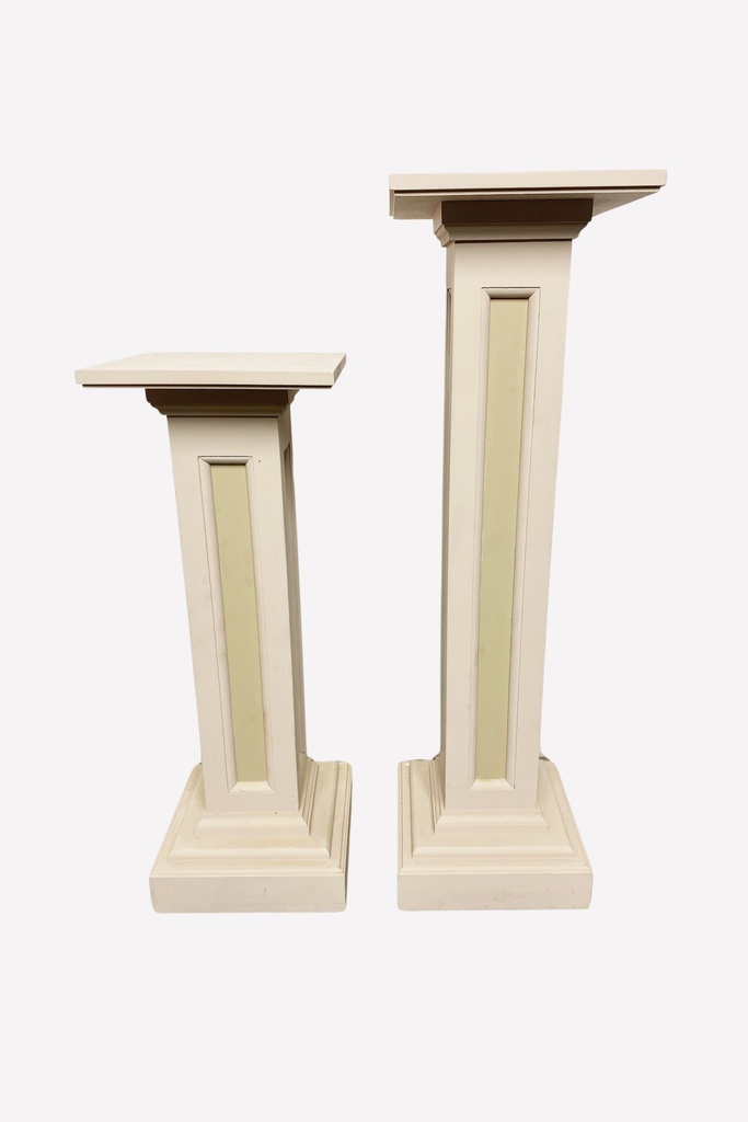 Cream-Colored Wooden Pedestal Set