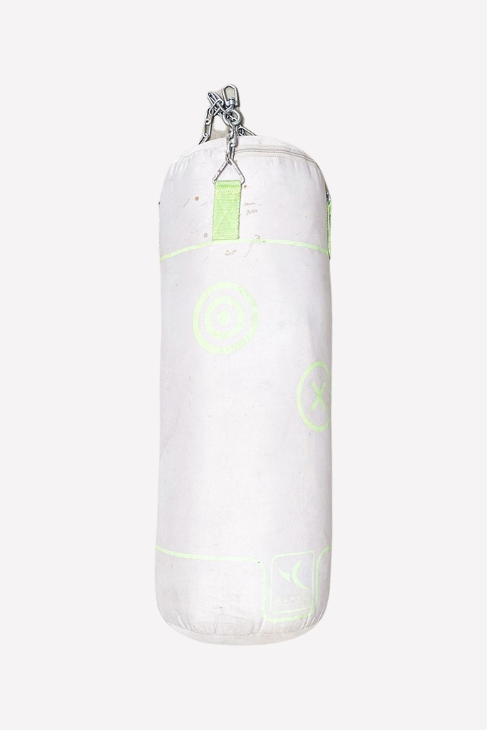 White Heavy-Duty Punching Bag with Neon Target Markings