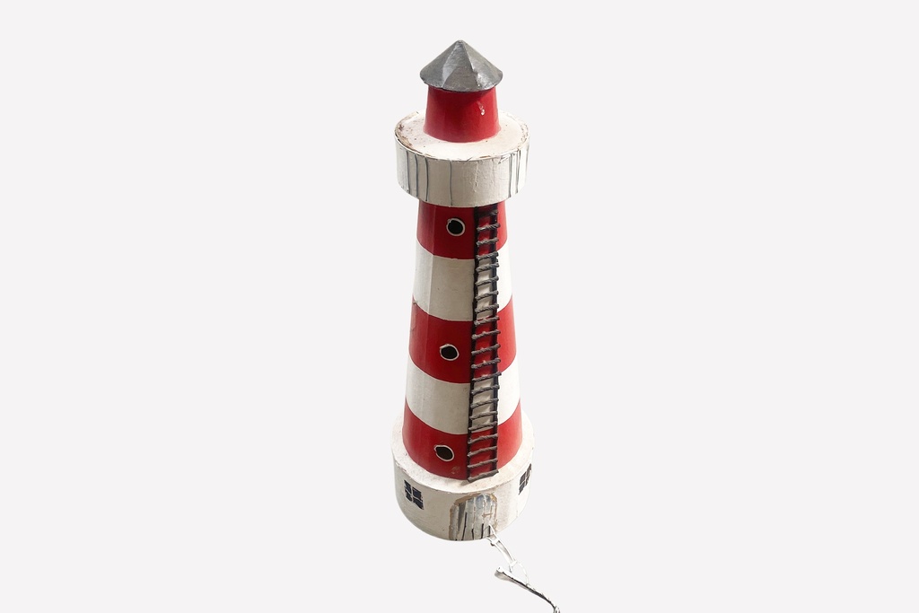 Red and White Striped Lighthouse Model