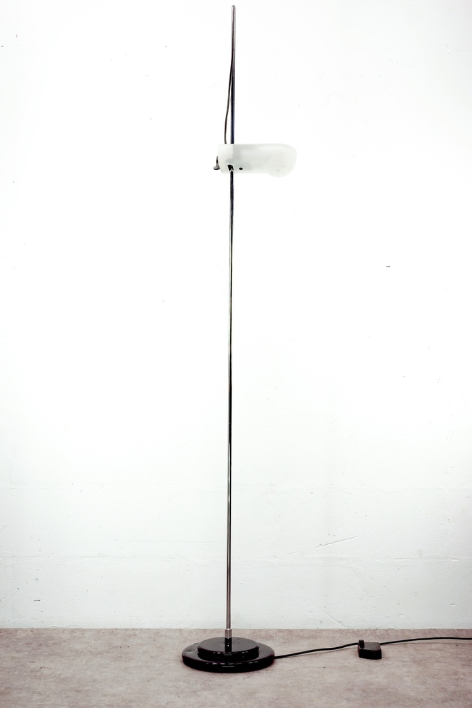 Minimalist Chrome Floor Lamp with Frosted Glass Shade