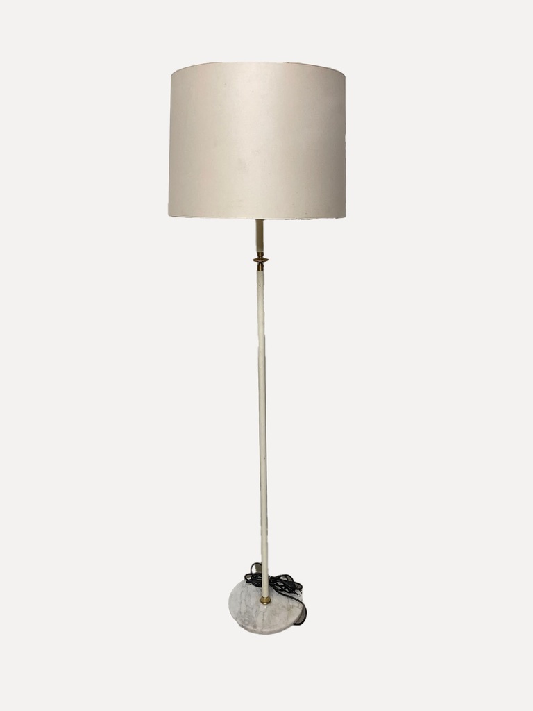 Minimalist White Floor Lamp with Marble Base and Drum Shade
