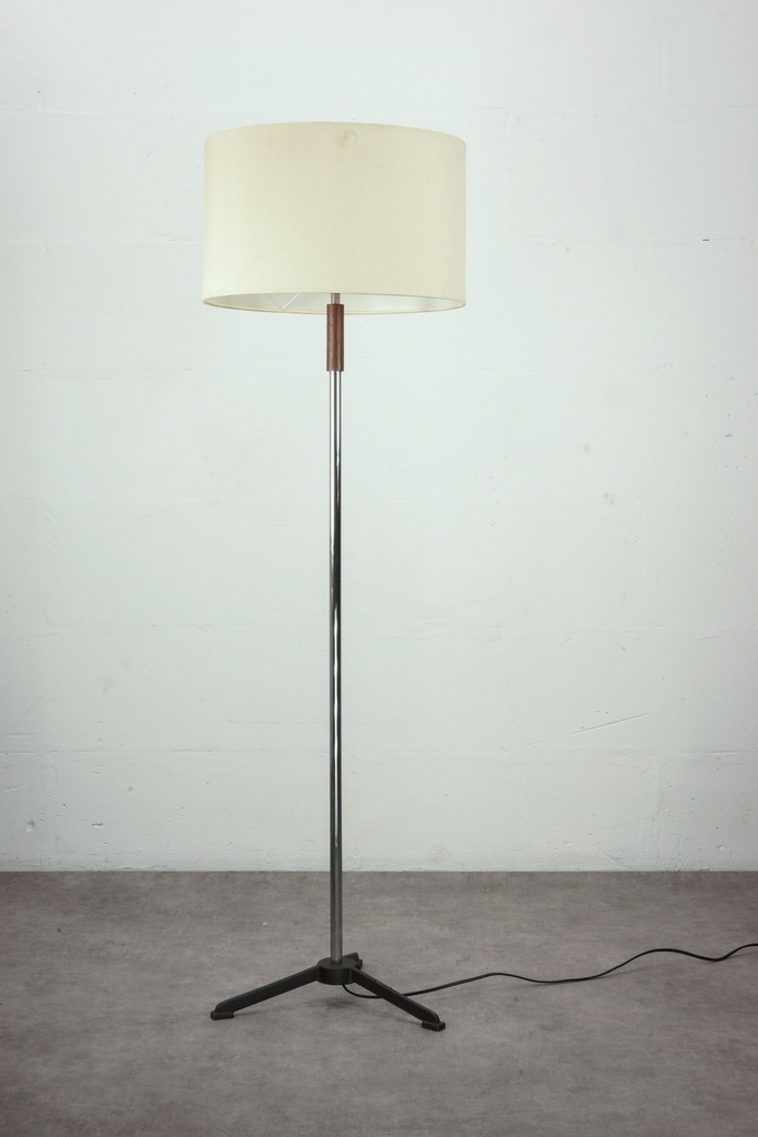 Mid-Century Modern Chrome Floor Lamp with Drum Shade