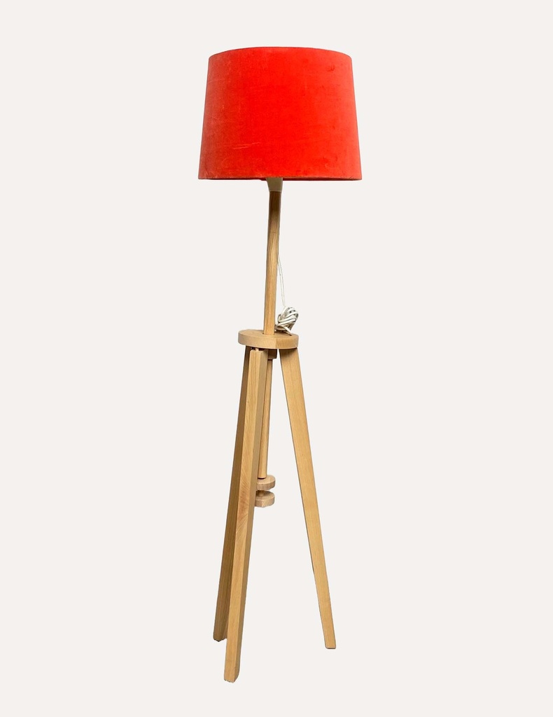 Modern Tripod Floor Lamp with Red Velvet Shade