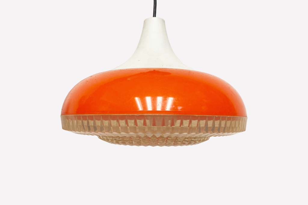 Mid-Century Modern Orange Dome Pendant Light