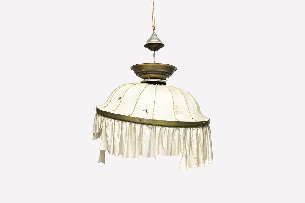 Antique Fringed Dome Pendant Light with Distressed Shade