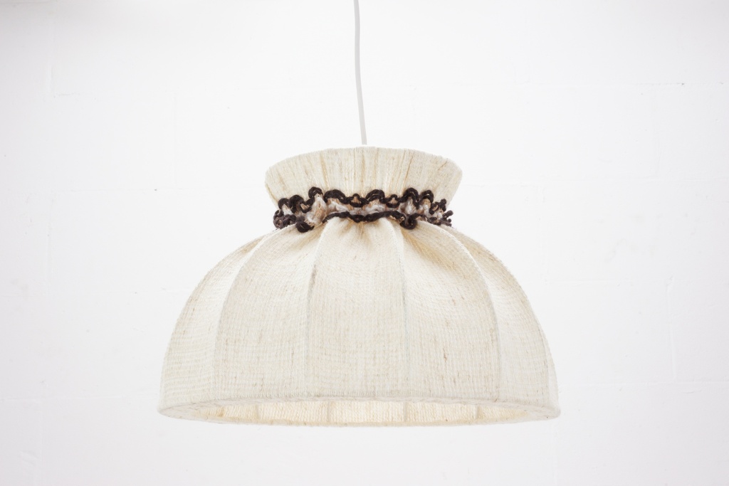 Cream Woven Pendant Lamp with Gathered Detail