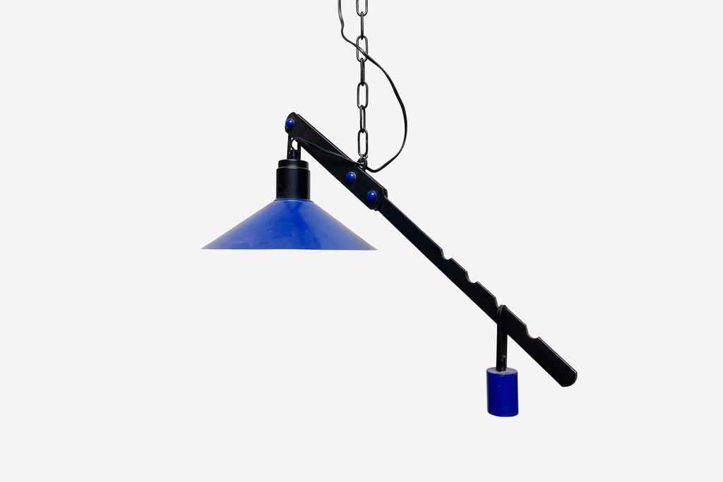 Industrial Blue Pendant Counterbalance Light