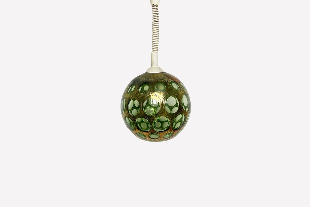Mid-Century Green Bubble Glass Pendant Light