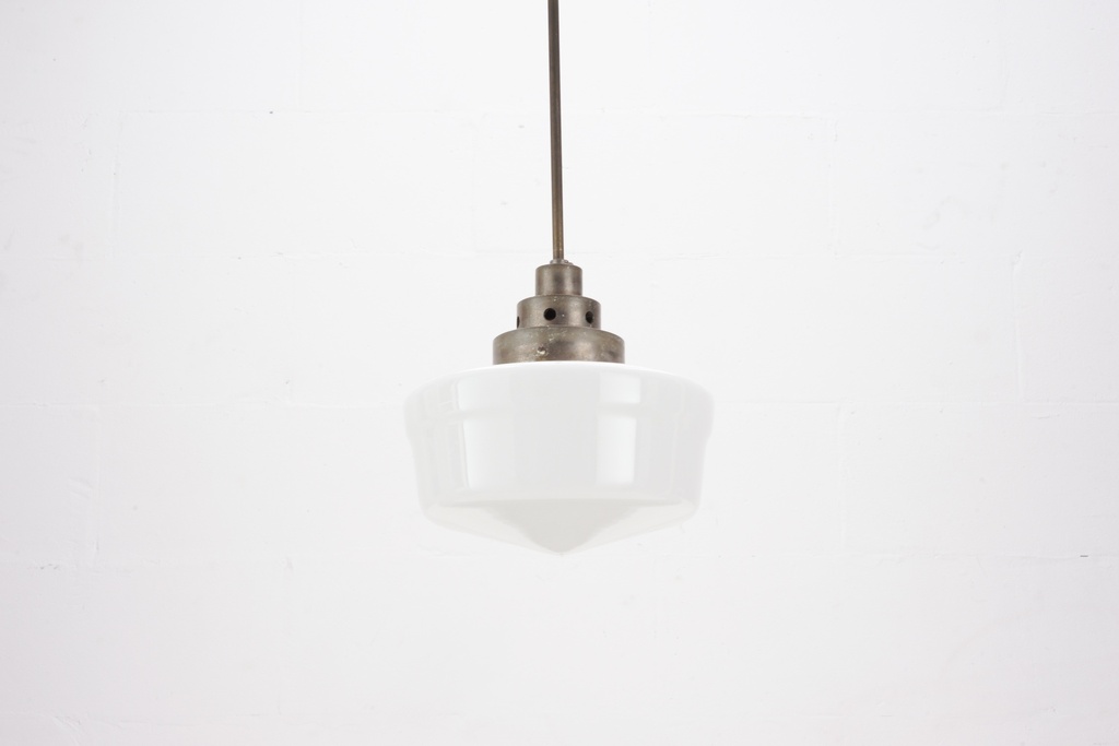 Industrial Milk Glass Pendant Light