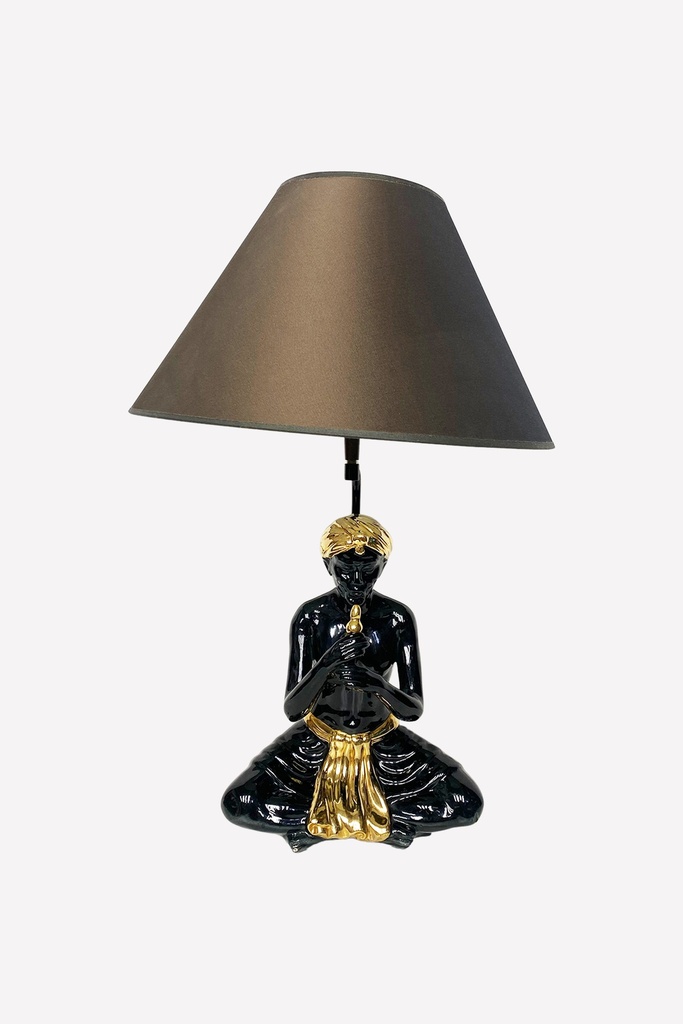 Meditative Gold Accented Figurine Table Lamp