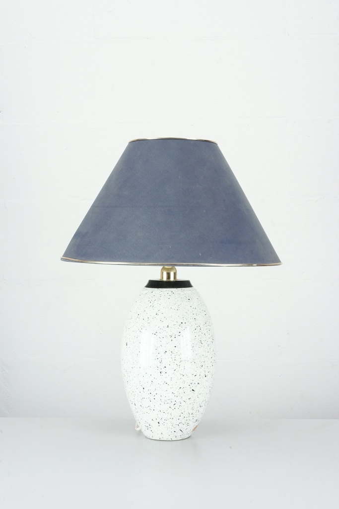 Speckled Ceramic Table Lamp with Navy Blue Shade