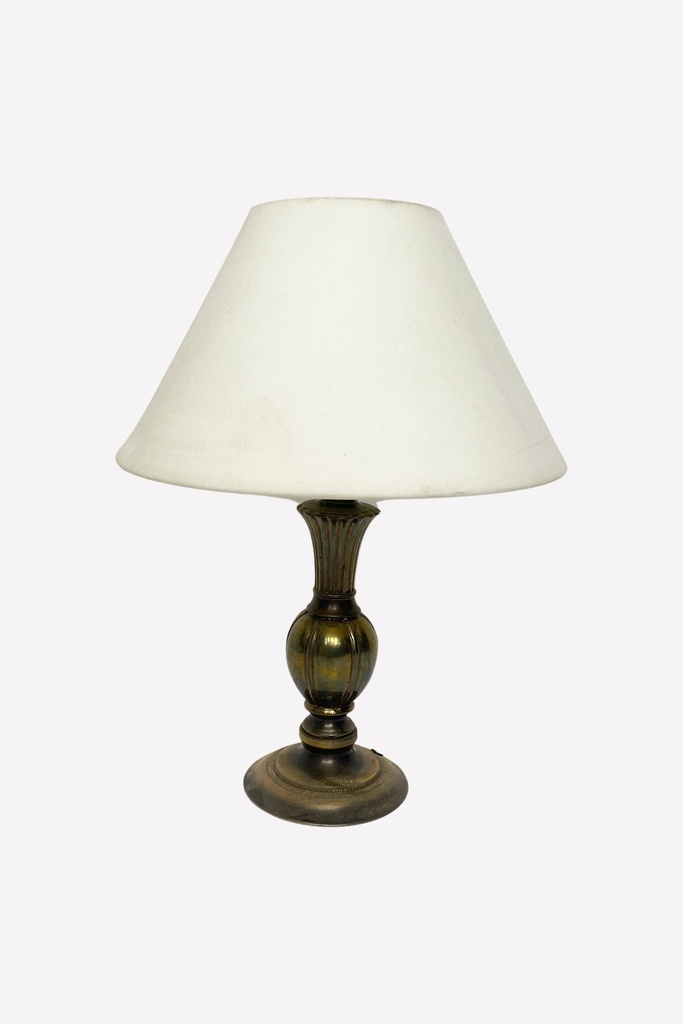 Vintage Brass Table Lamp with White Tapered Shade