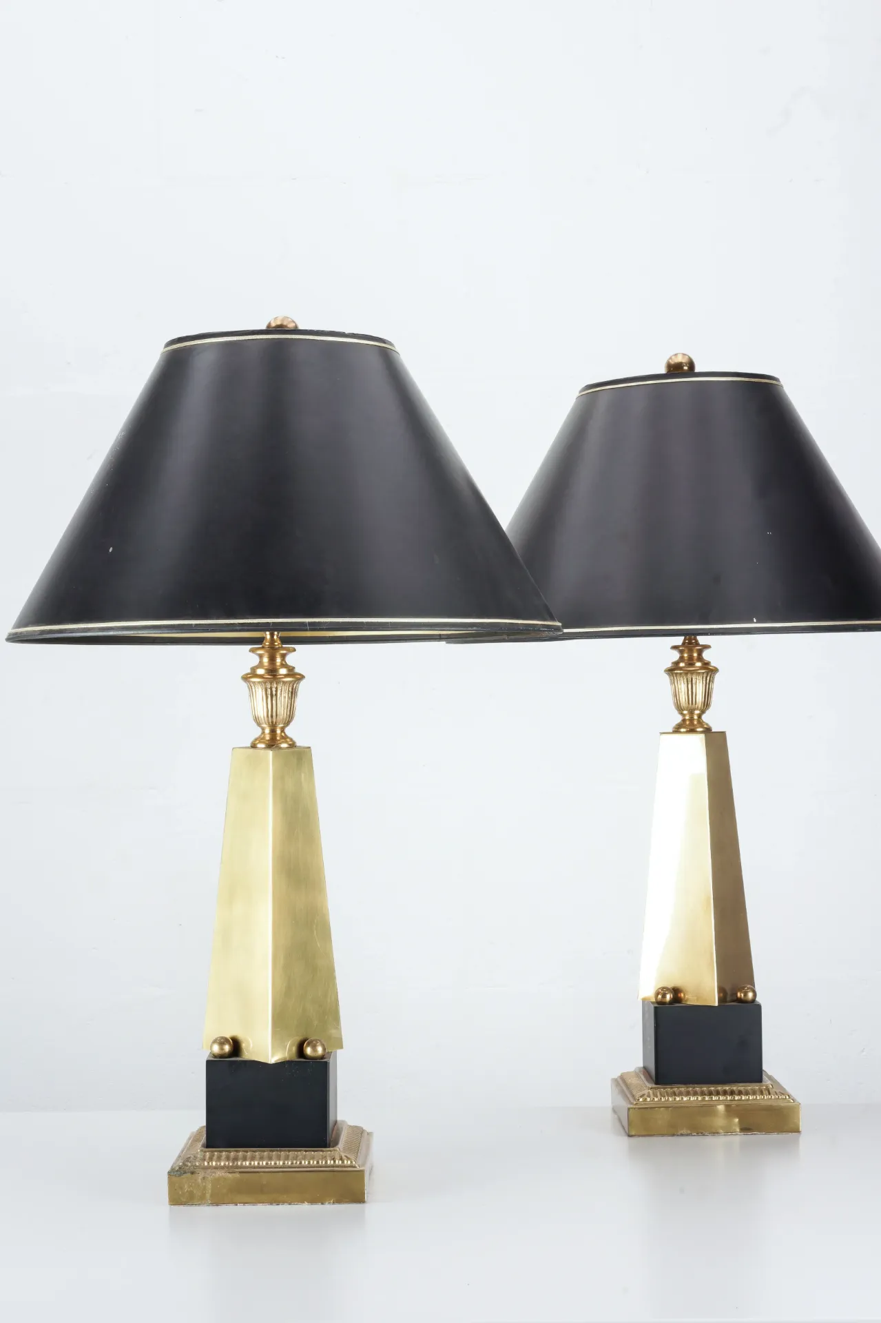 Art Deco Brass Obelisk Table Lamps