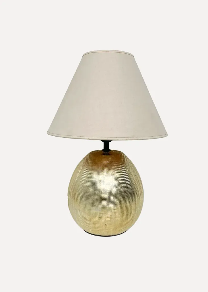 Golden Textured Base Table Lamp with Cream Fabric Shade