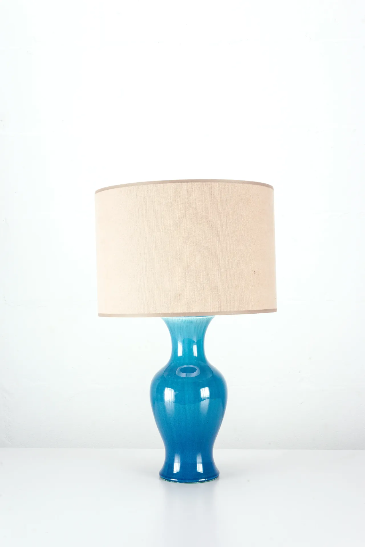 Cerulean Flare Table Lamp with Beige Shade