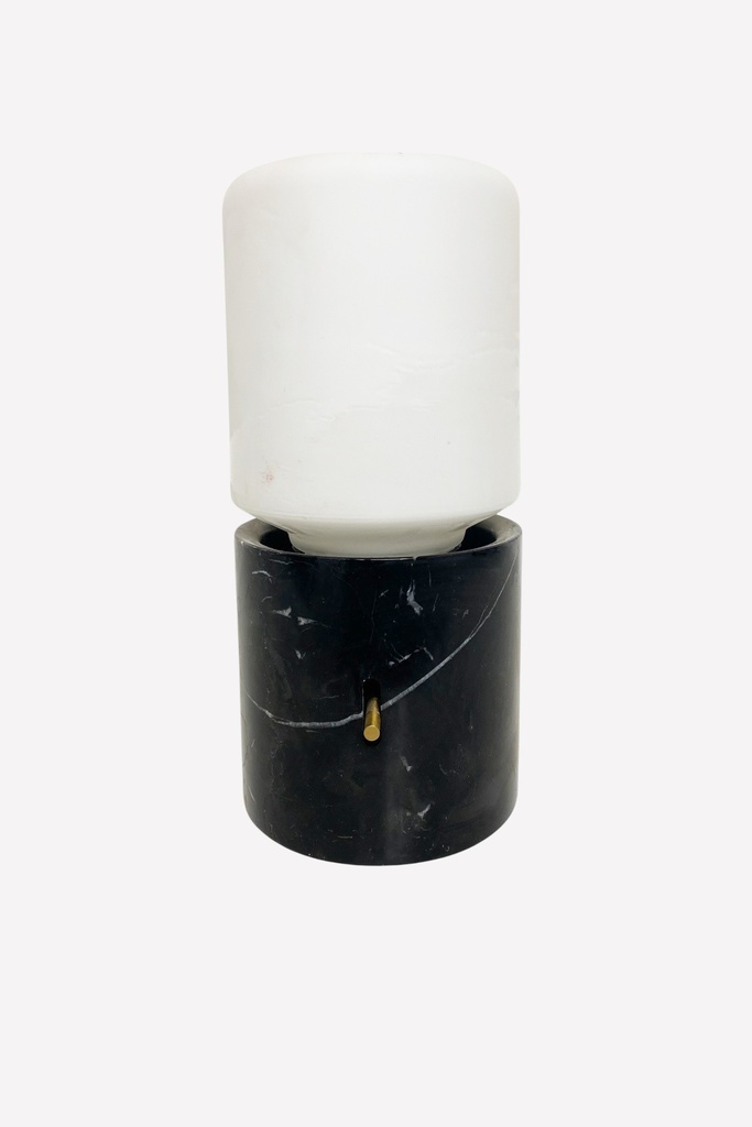 Modern Black Marble and White Cylindrical Candle Holder