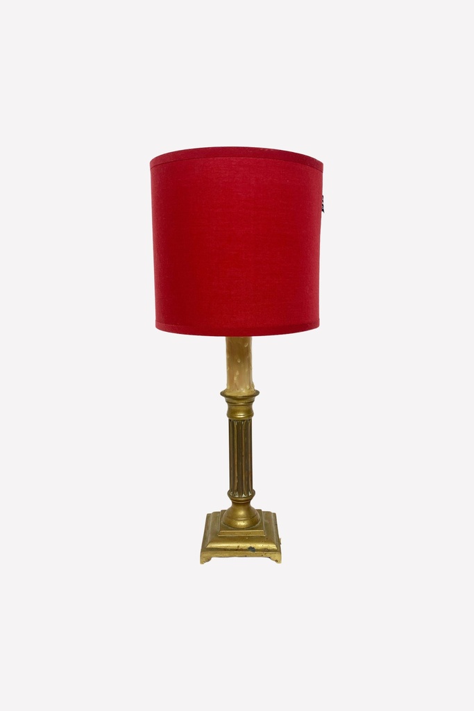 Vintage Brass Table Lamp with Bold Red Shade
