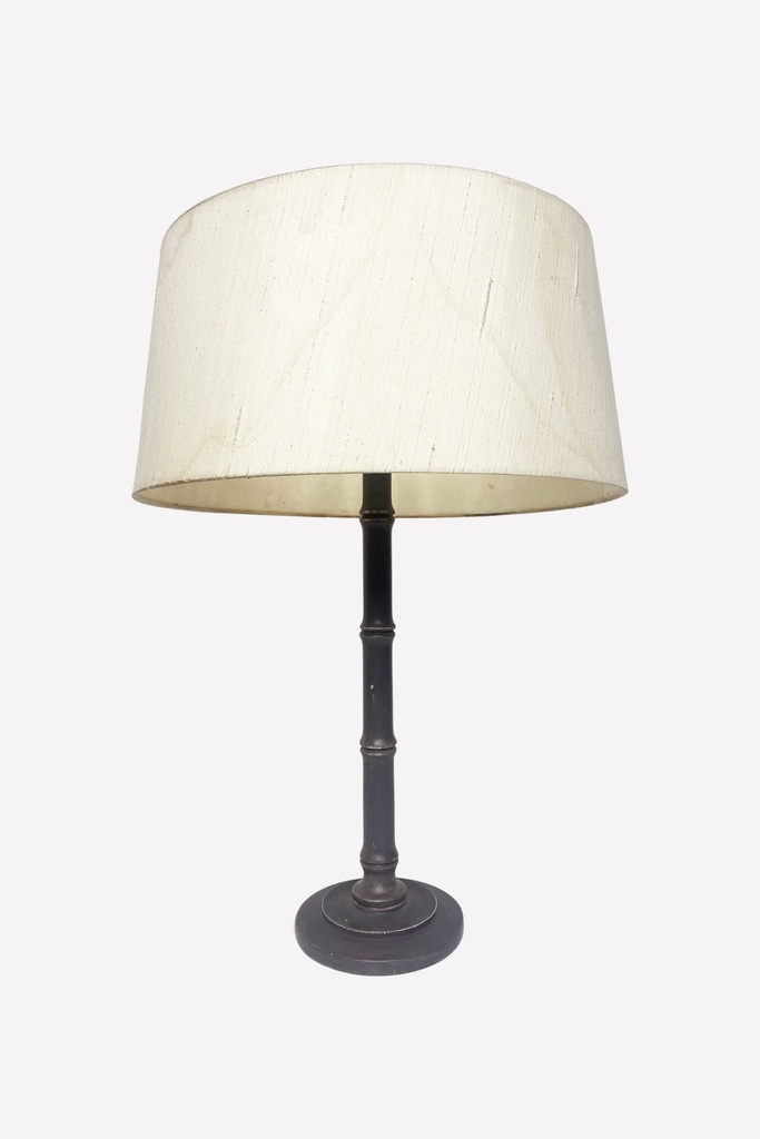 Vintage Black Metal Table Lamp with Cream Drum Shade