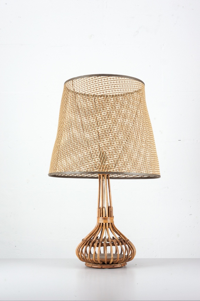 Rustic Rattan Table Lamp with Woven Shade