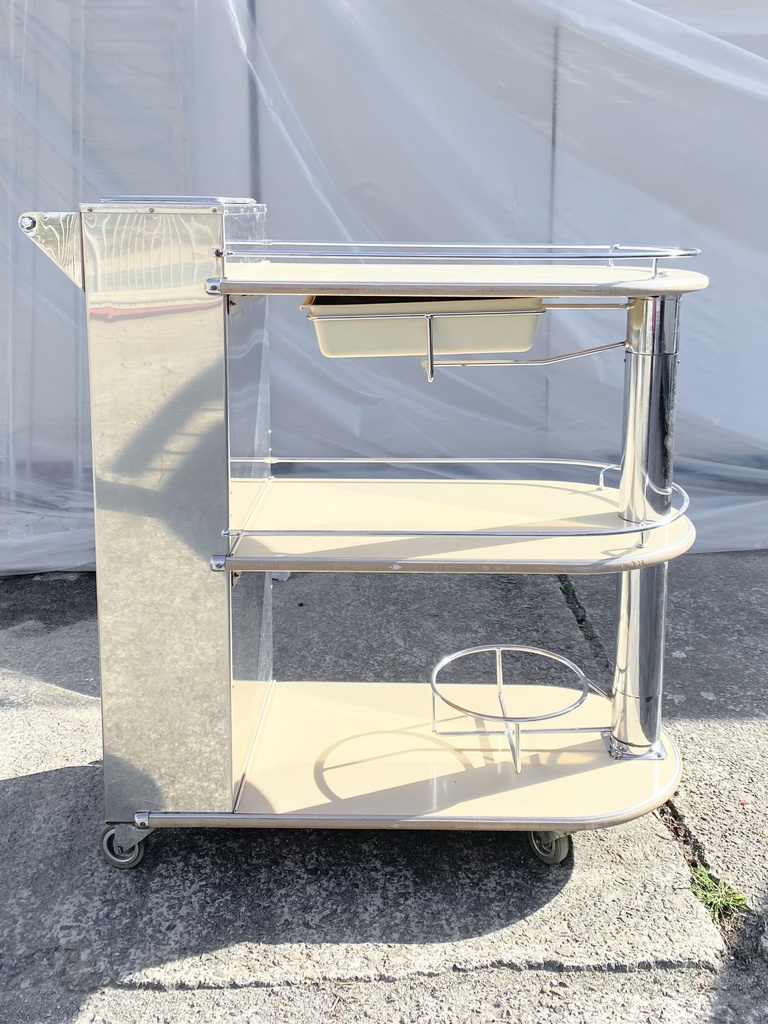 Mid-Century Modern Rolling Bar Cart with Chrome Accents