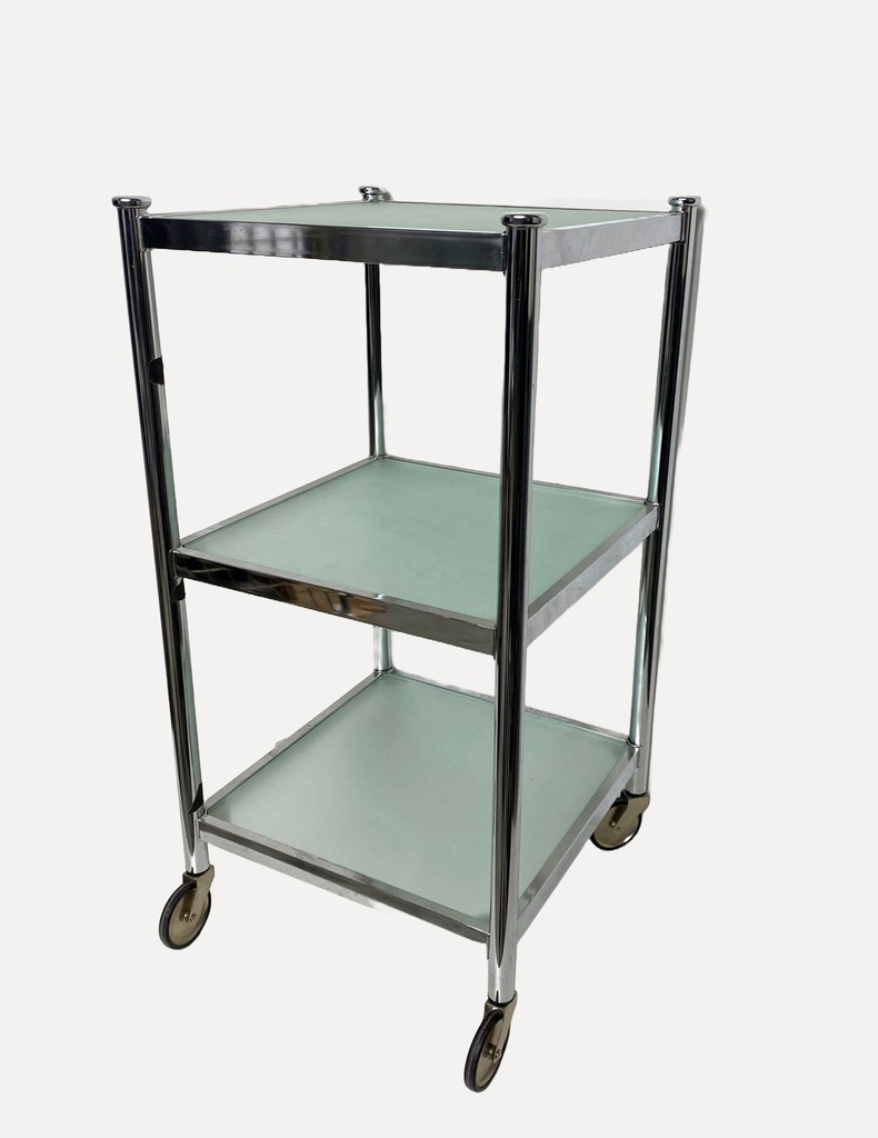 Chrome and Frosted Glass Utility Cart
