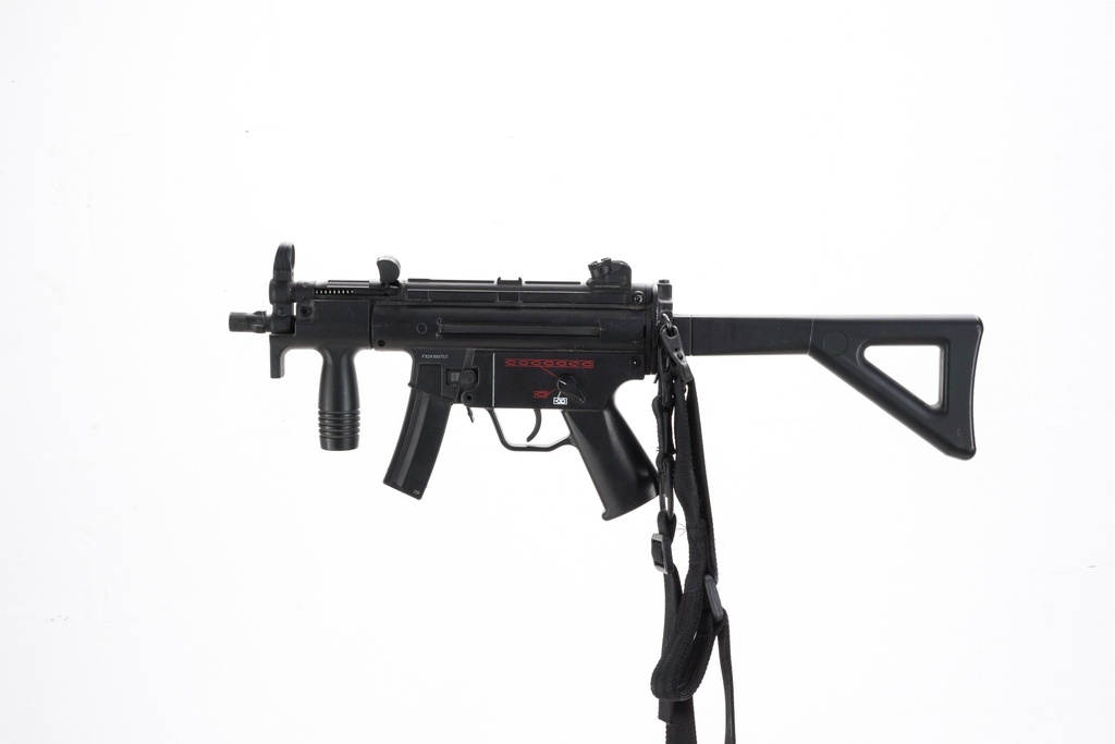 Tactical Black MP5 Submachine Gun with Folding Stock and Sling