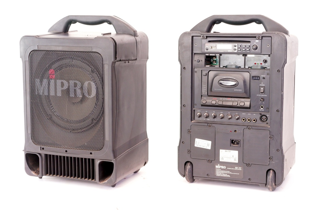 Portable PA Speaker with Built-in Cassette and CD Player
