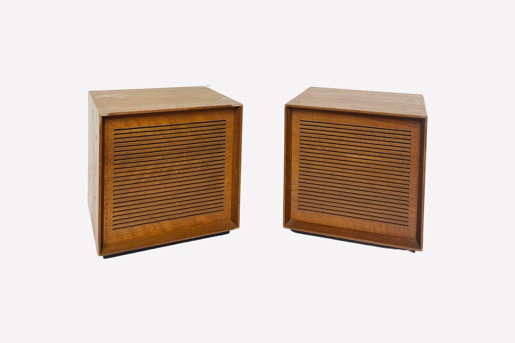 Mid-Century Modern Wooden Speaker Pair