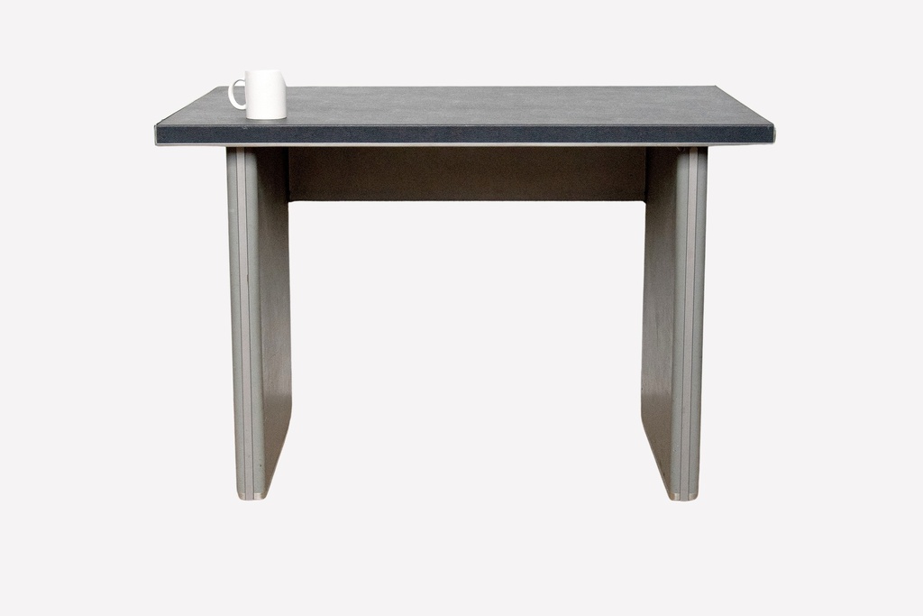 Minimalist Gray Desk with White Mug Prop