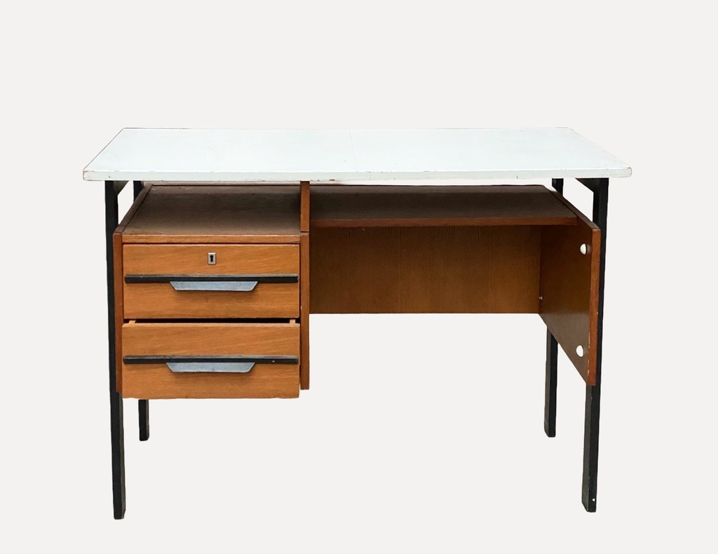 Mid-Century Modern Writing Desk with Metal Frame