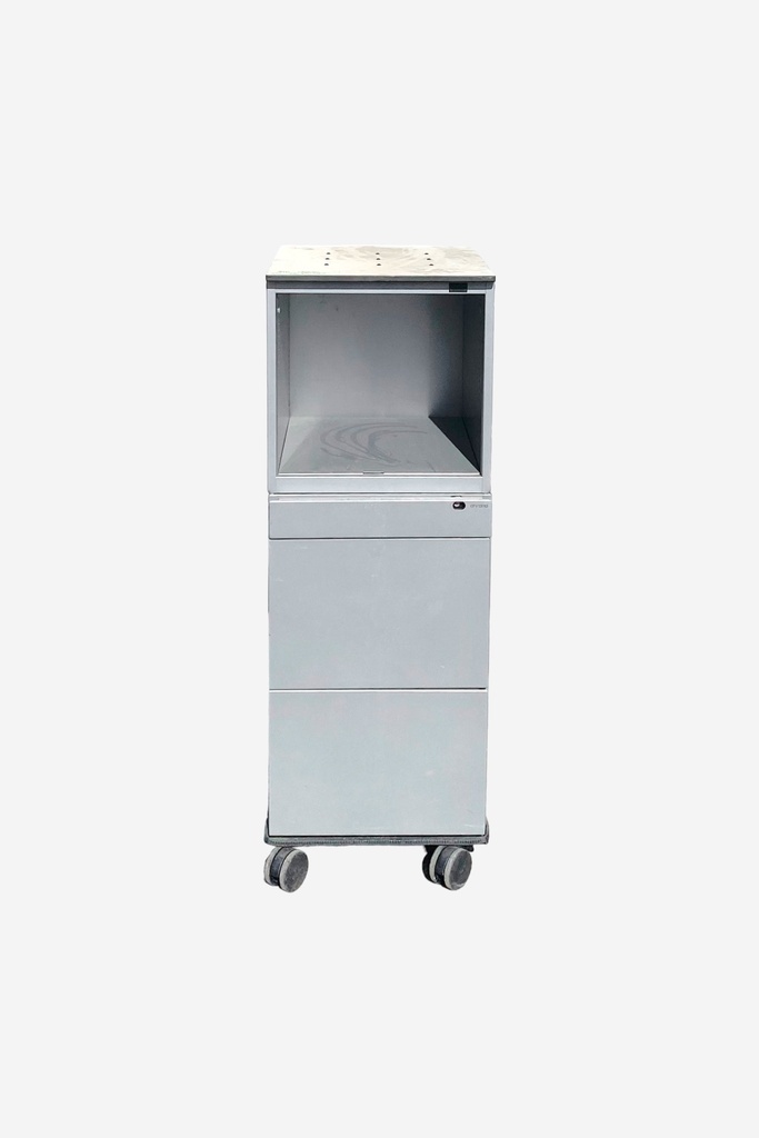 Industrial Metal Rolling Cabinet with Open Storage and Drawers