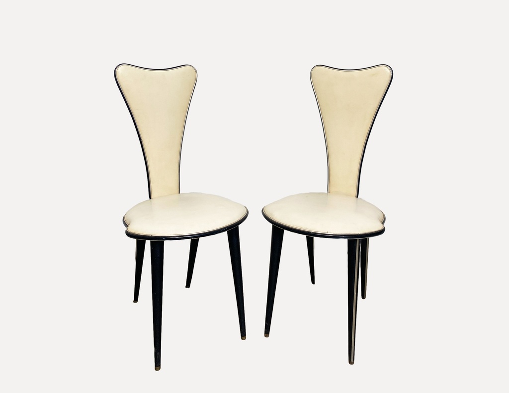 Mid-Century Modern White Vinyl Dining Chair