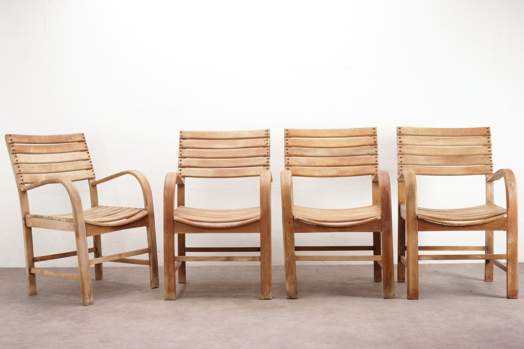 Rustic Wooden Slatted Armchair
