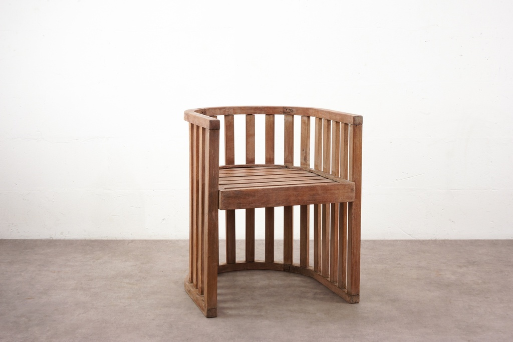 Rustic Wooden Slatted Armchair