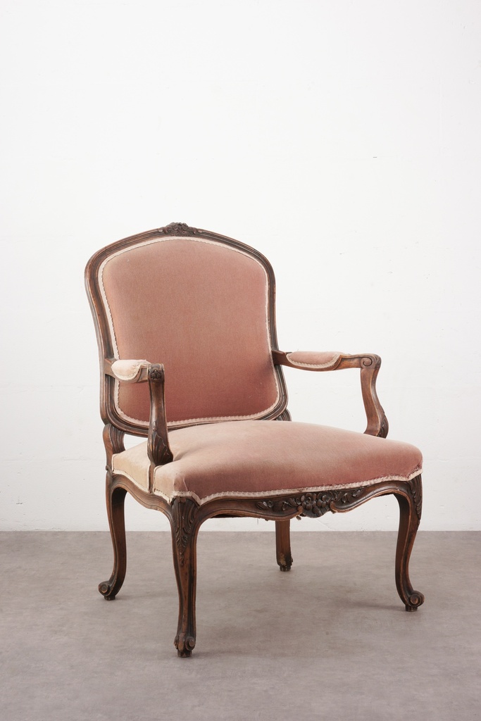 Victorian Rosewood Velvet Armchair