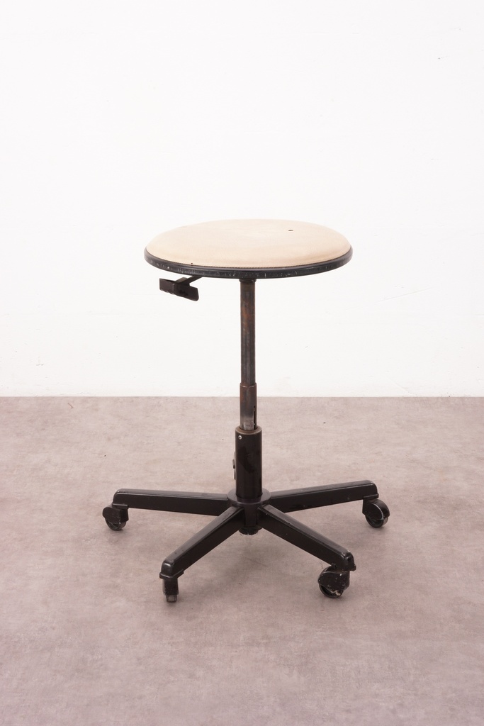 Industrial Adjustable Rolling Stool with Minimalist Design