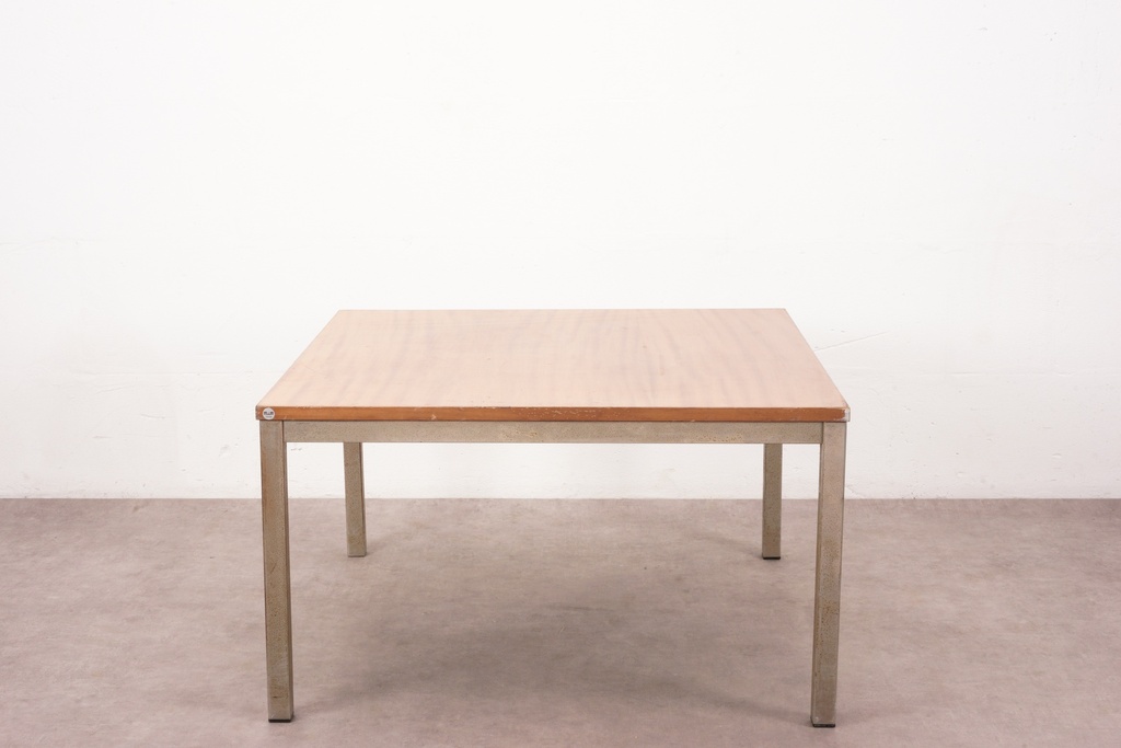 Mid-Century Industrial Square Table with Metal Legs