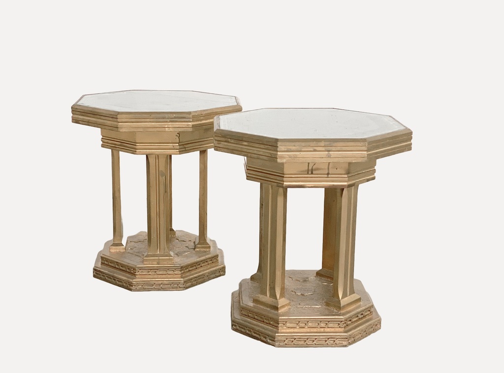 Vintage Octagonal Gold Side Tables